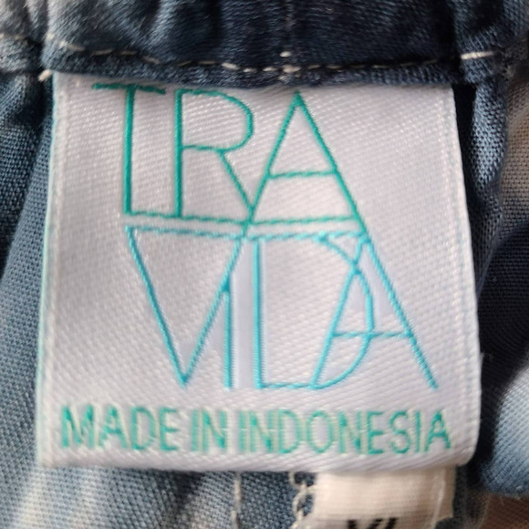 TRAVIDA Tie Dye Stripe Cargo Wide Leg Pants Blue Tan‎ White Women's XL NWT - Picture 8 of 12